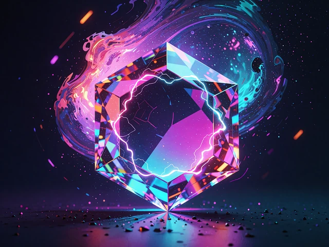 Neonowy heksagonalny kryształ z łukami energii - kafelek kategorii slot&oacute;w Bonus Buy w Thrill Casino